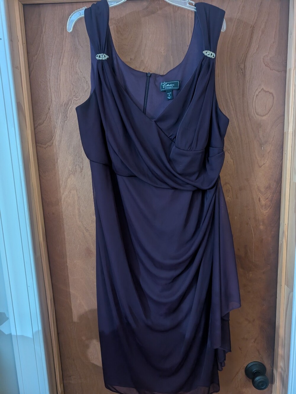 Dress Barn Sleeveless Draped Cocktail Dress in Deep Plum